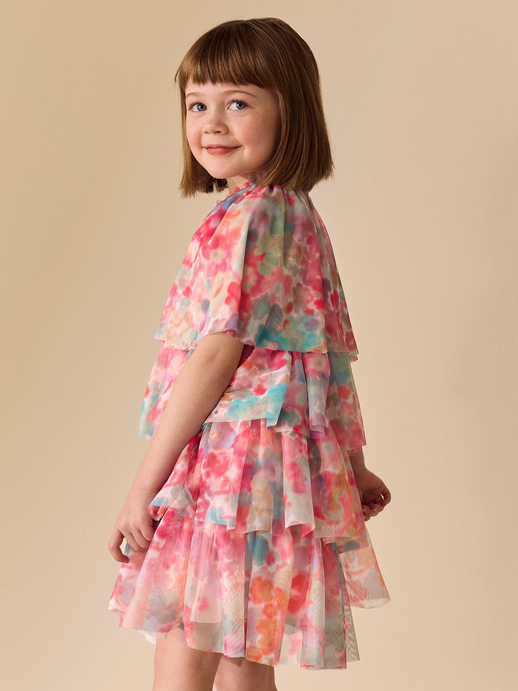 Dsiney Kidz - Pink Rainbow Cape Tiered Dress (3-16yrs) image 3