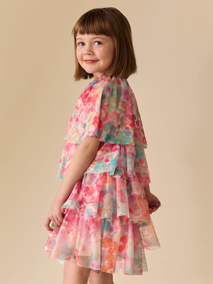 Dsiney Kidz - Pink Rainbow Cape Tiered Dress (3-16yrs) image 3