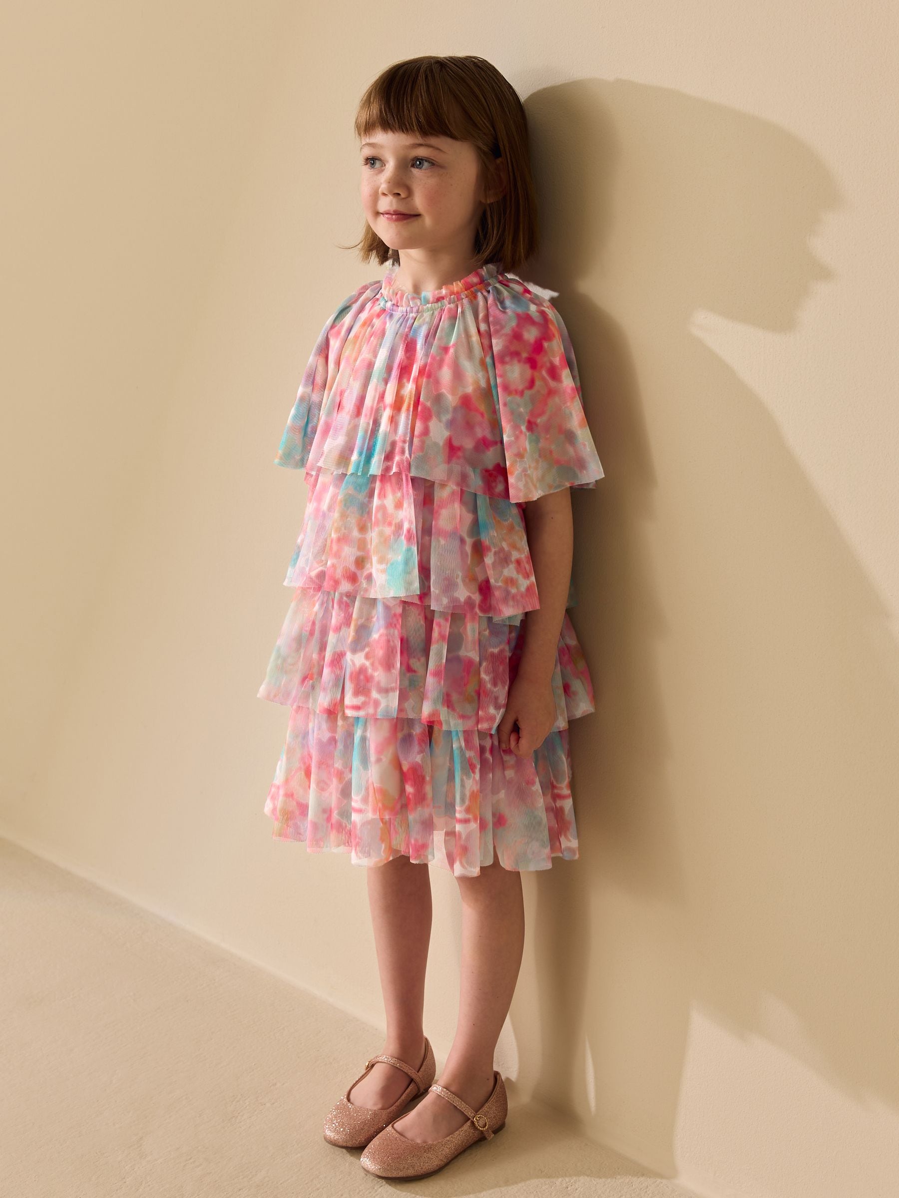 Dsiney Kidz - Pink Rainbow Cape Tiered Dress (3-16yrs) image 4