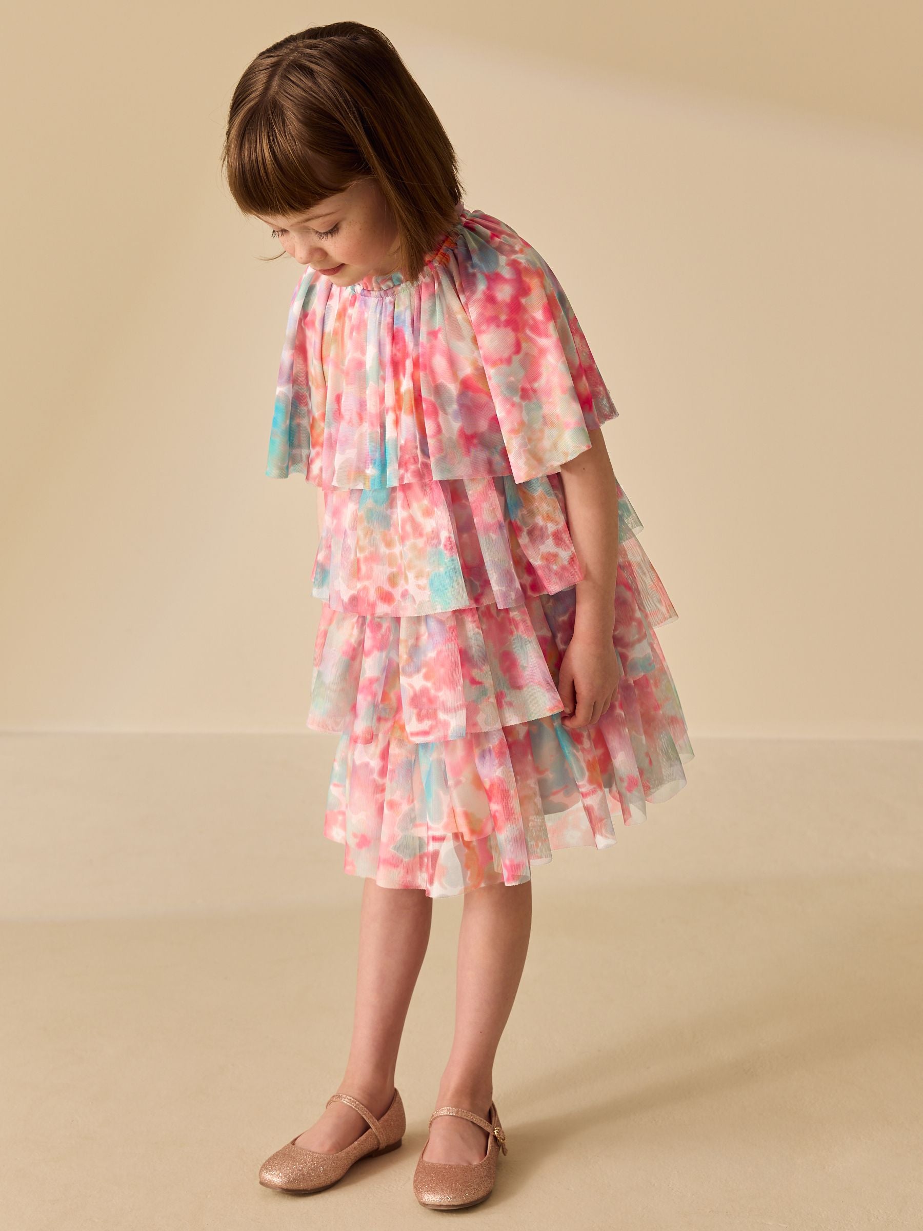 Dsiney Kidz - Pink Rainbow Cape Tiered Dress (3-16yrs) image 1