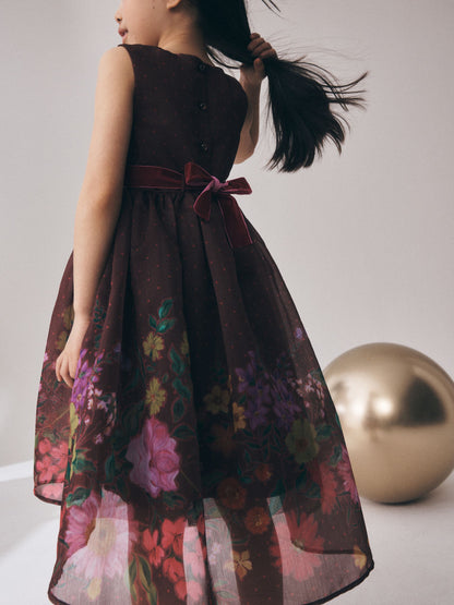 Chocolate Brown Floral Prom Dress (3-16yrs) image 3