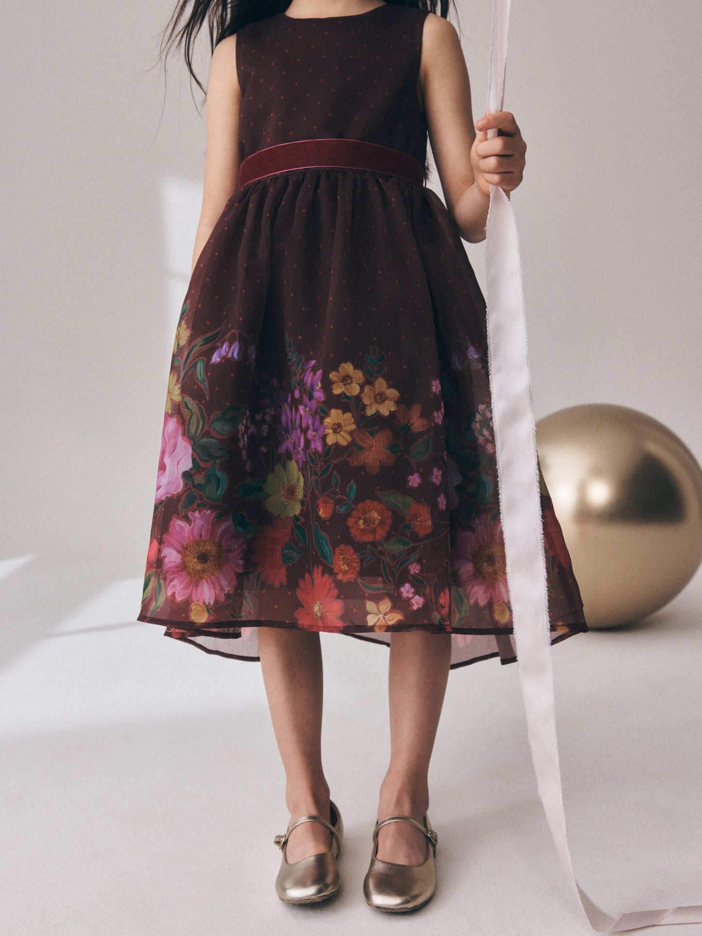 Chocolate Brown Floral Prom Dress (3-16yrs) image 4