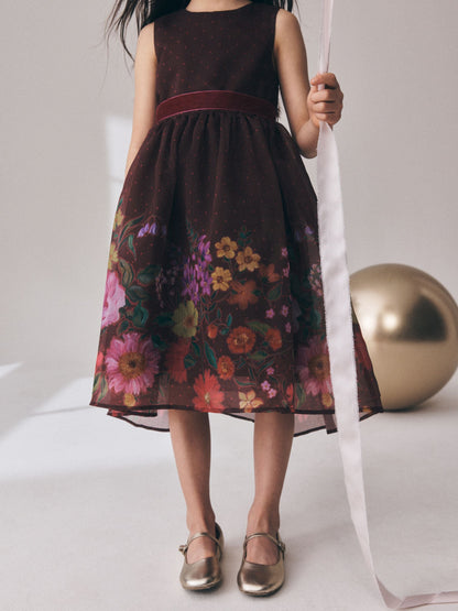 Chocolate Brown Floral Prom Dress (3-16yrs) image 4