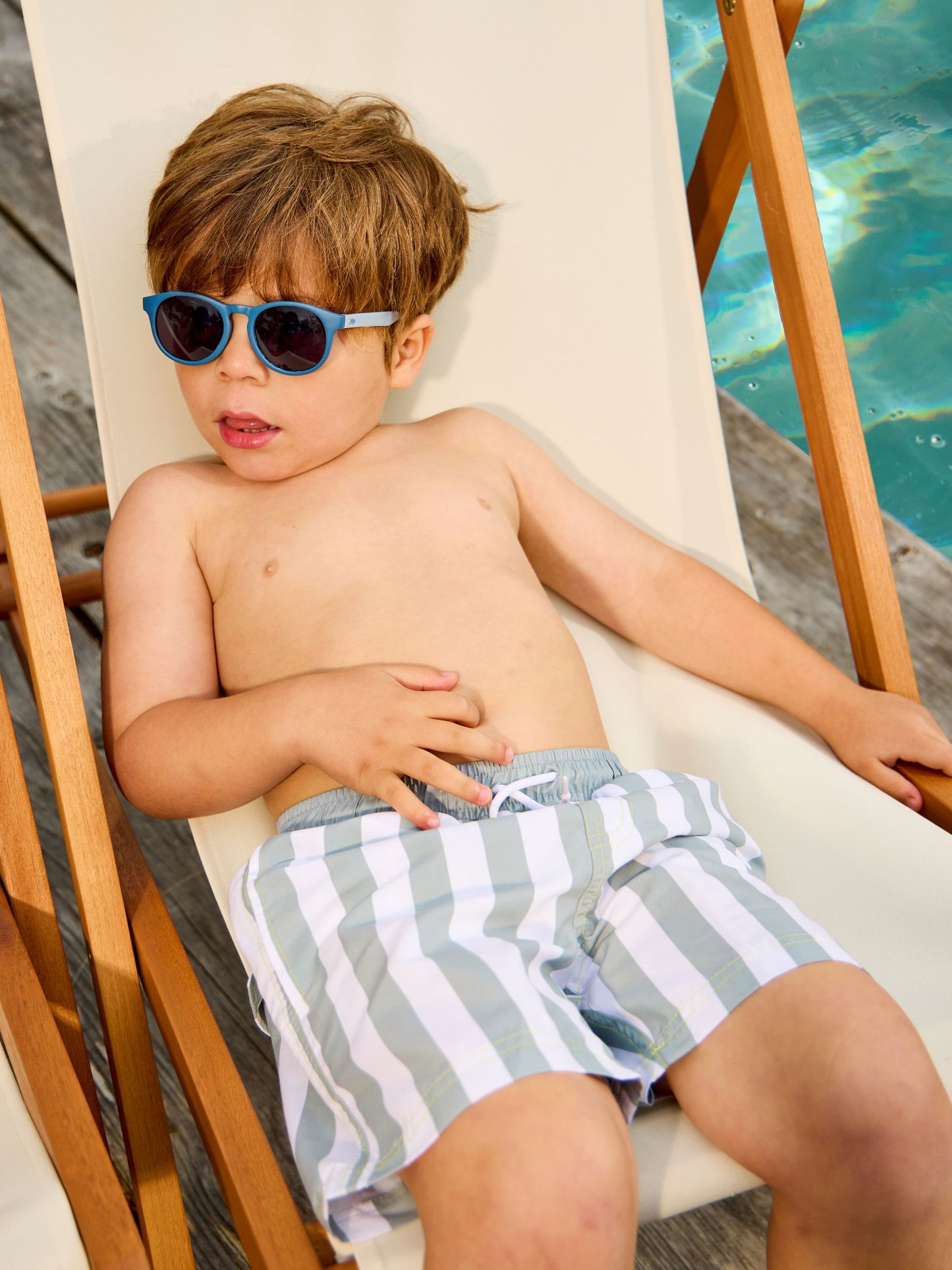 JoJo Maman Bébé Green Stripe Swim Shorts image 1