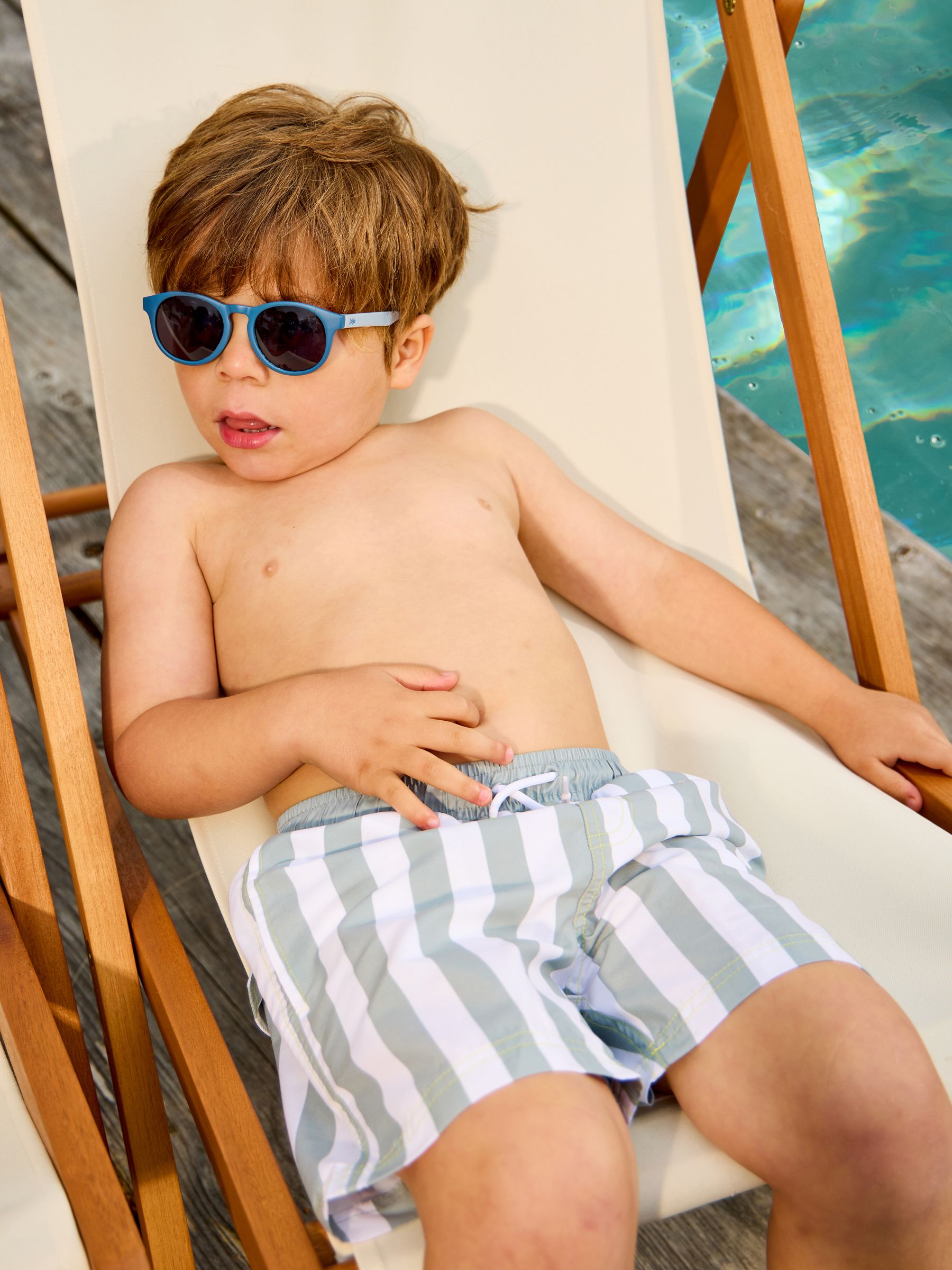 JoJo Maman Bébé Green Stripe Swim Shorts image 1