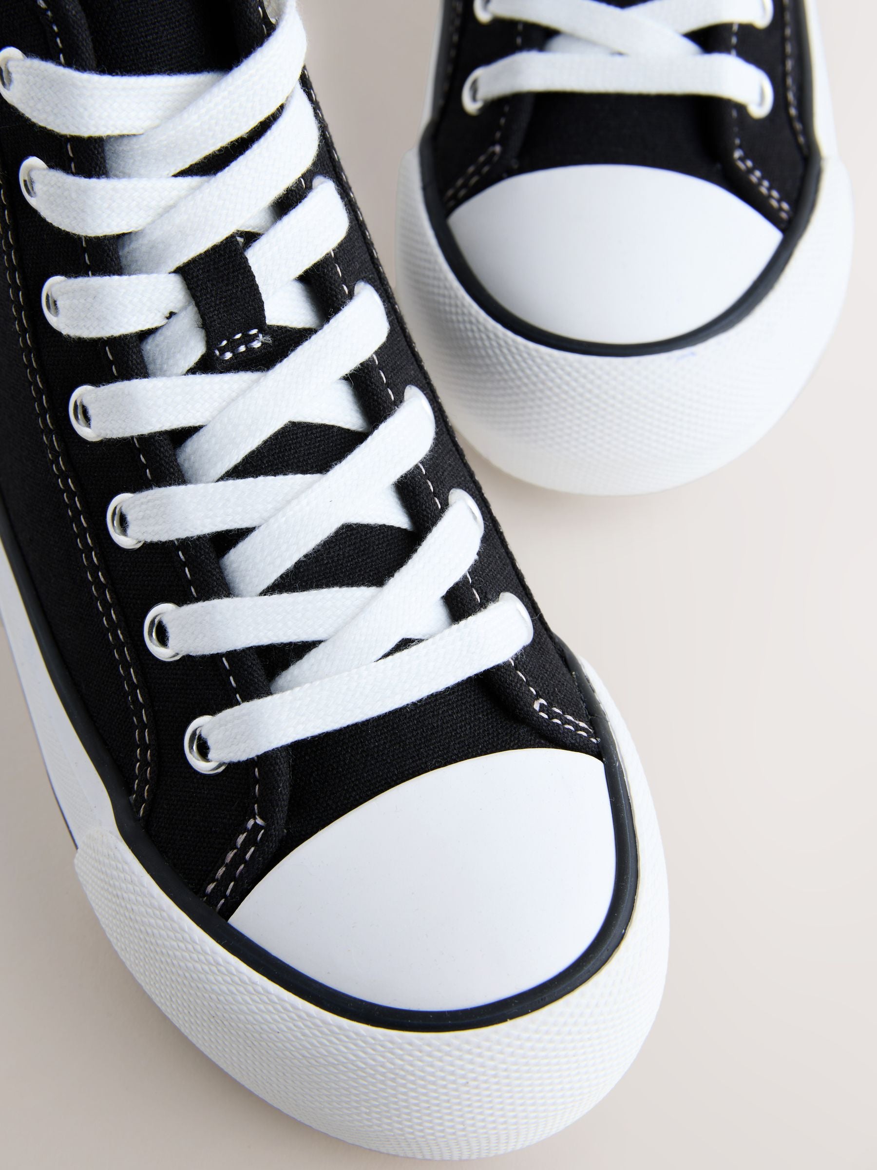 Black Canvas Wide Fit (G) Lace Up High Top Trainers image 5