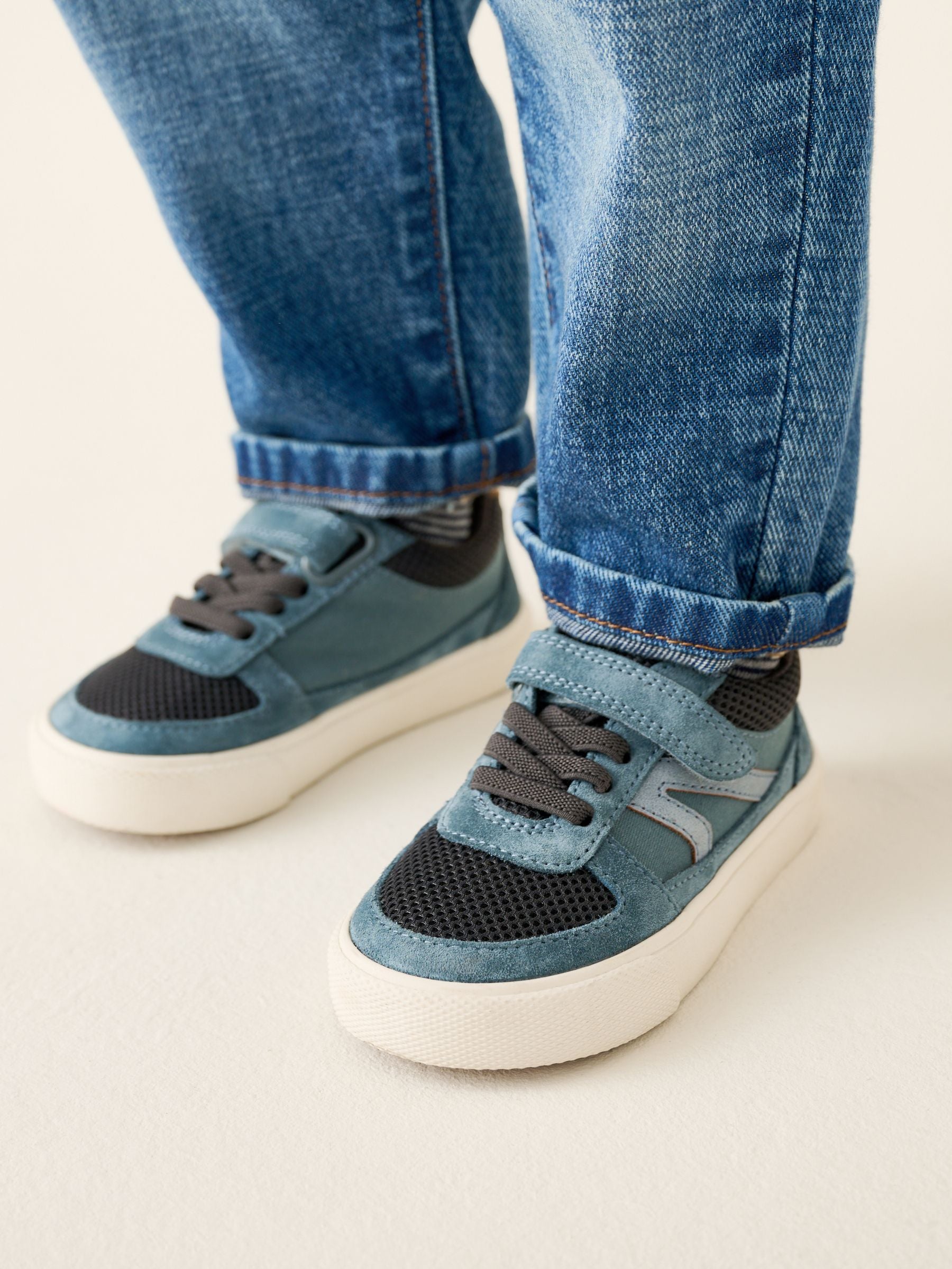 Navy Standard Fit (F) Touch Fastening Elastic Lace Trainers image 1