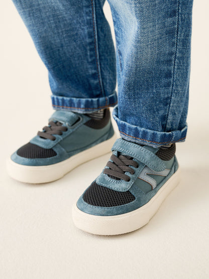 Navy Standard Fit (F) Touch Fastening Elastic Lace Trainers image 1