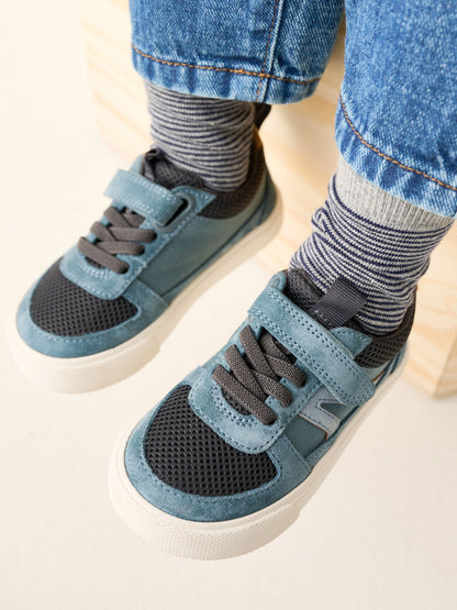Navy Standard Fit (F) Touch Fastening Elastic Lace Trainers image 2