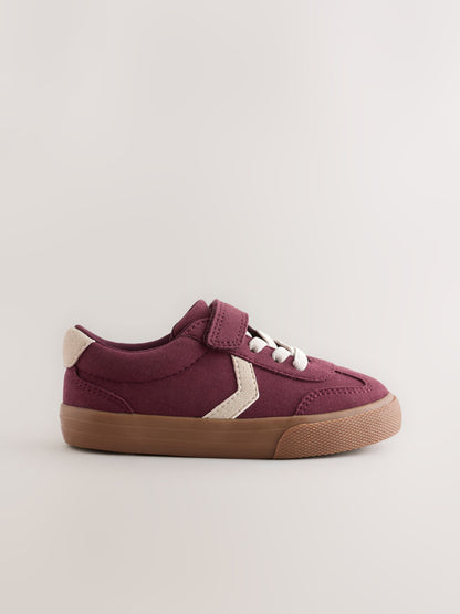 Burgundy Red Standard Fit (F) Touch Fastening Elastic Lace Trainers image 2