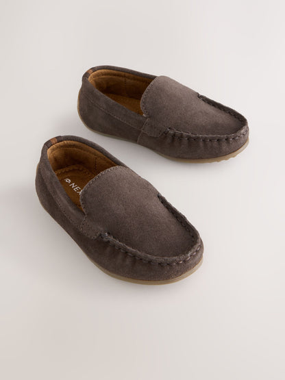 Chocolate Brown Standard Fit (F) Suede Slip-Ons Loafer Shoes image 1