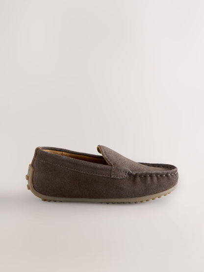 Chocolate Brown Standard Fit (F) Suede Slip-Ons Loafer Shoes image 2