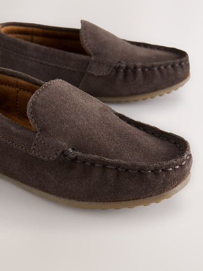 Chocolate Brown Standard Fit (F) Suede Slip-Ons Loafer Shoes image 5