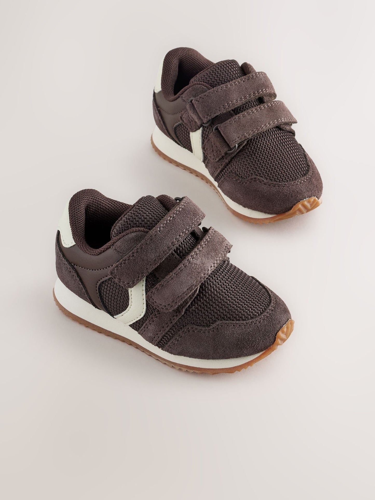 Chocolate Brown Standard Fit (F) Touch Fastening Trainers image 1