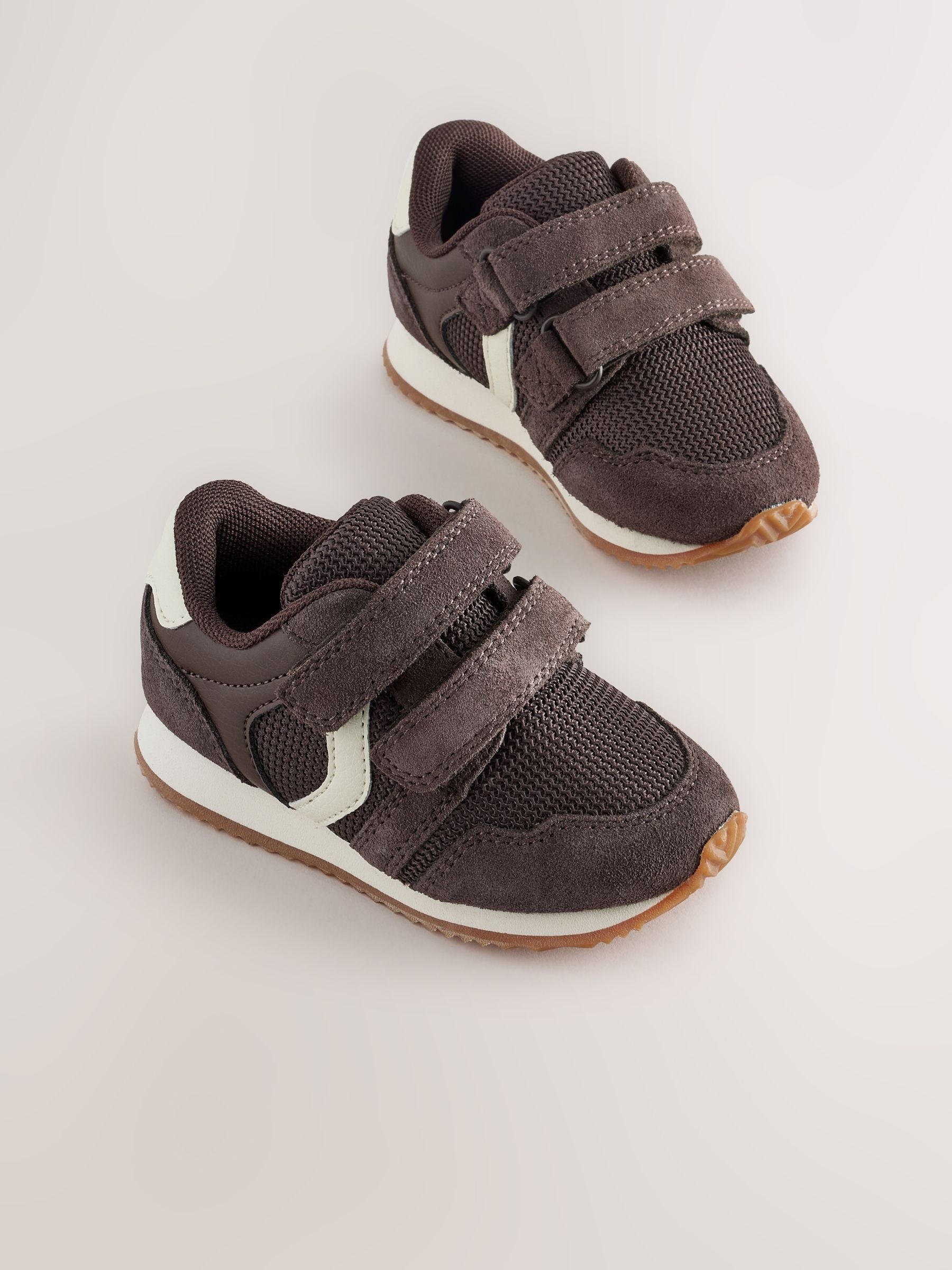 Chocolate Brown Standard Fit (F) Touch Fastening Trainers image 1