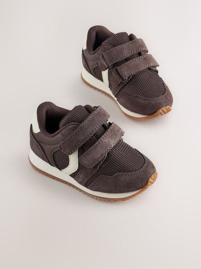 Chocolate Brown Standard Fit (F) Touch Fastening Trainers image 1