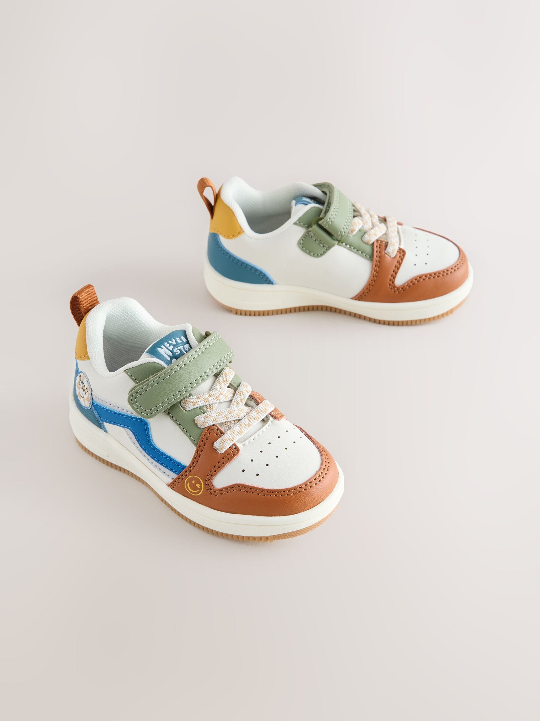 Multi Colourblock Standard Fit (F) Touch Fastening Elastic Lace Trainers image 1