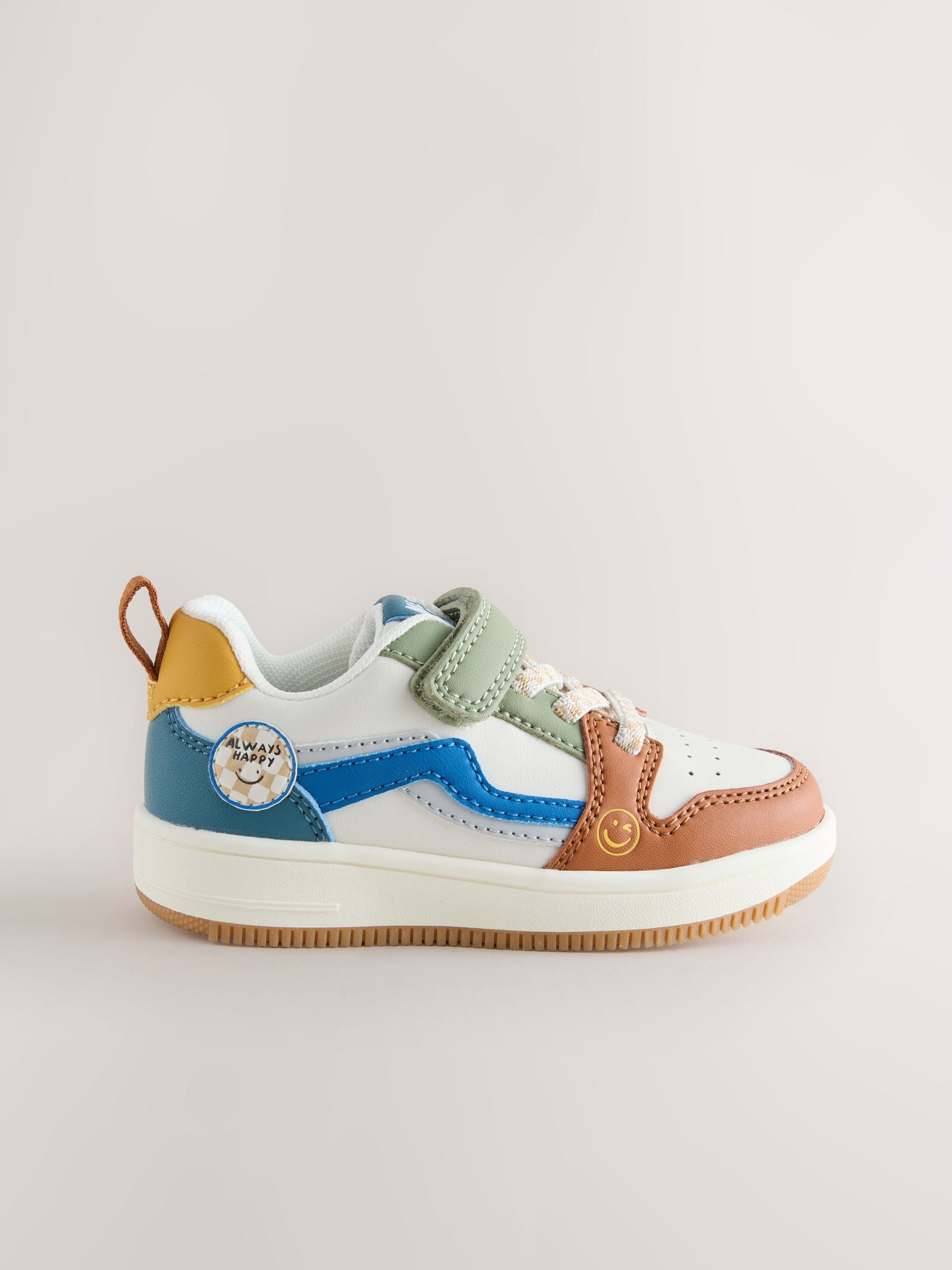 Multi Colourblock Standard Fit (F) Touch Fastening Elastic Lace Trainers image 2
