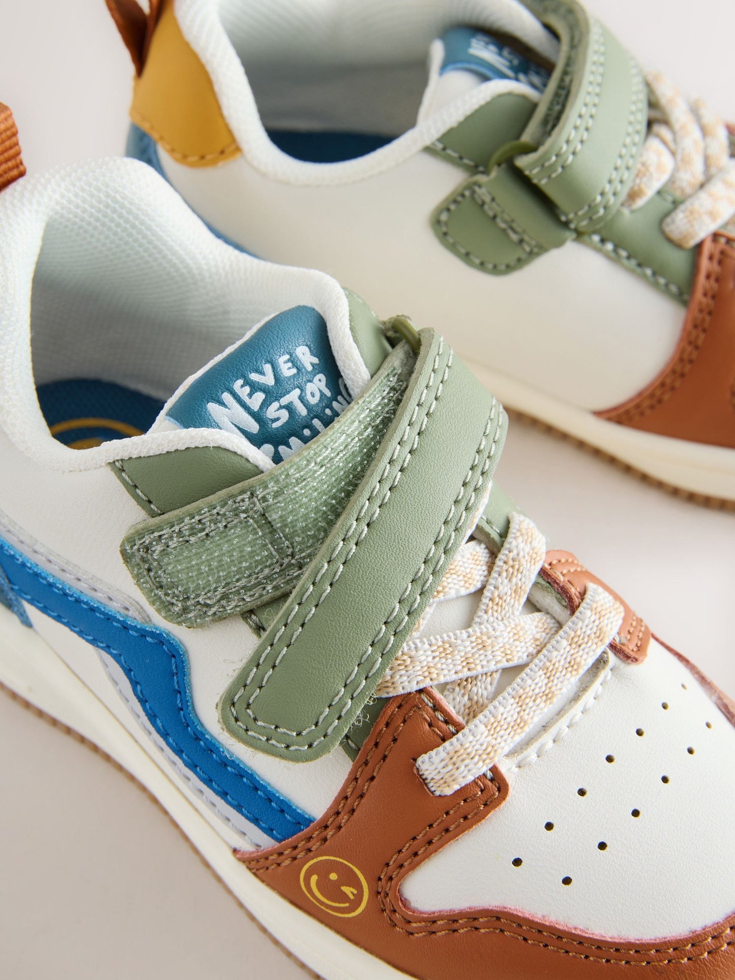 Multi Colourblock Standard Fit (F) Touch Fastening Elastic Lace Trainers image 3