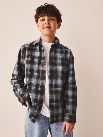Dsiney Kidz - Blue/Brown Check Long Sleeve Check Shirt (3-16yrs) image 1