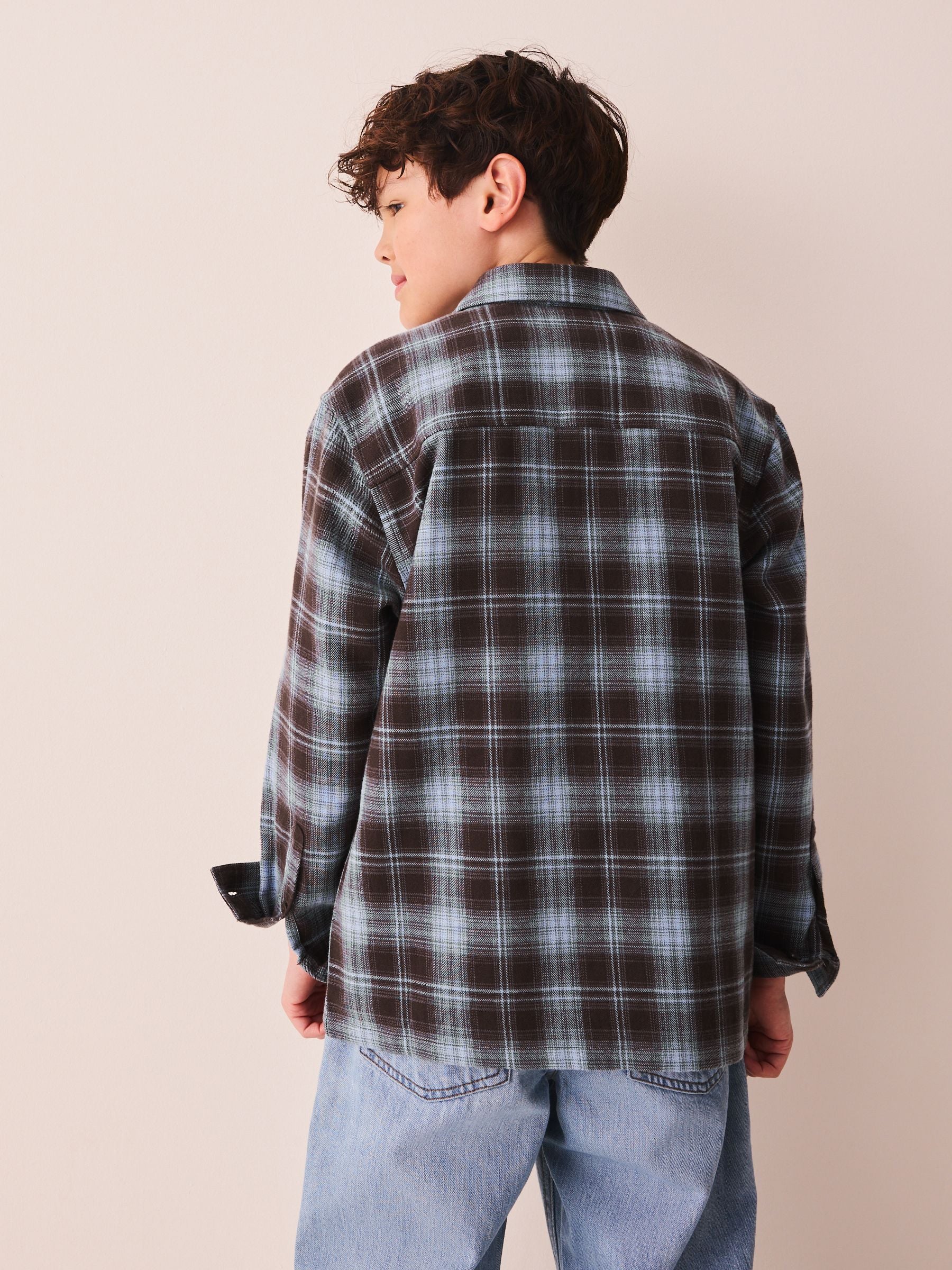 Dsiney Kidz - Blue/Brown Check Long Sleeve Check Shirt (3-16yrs) image 4