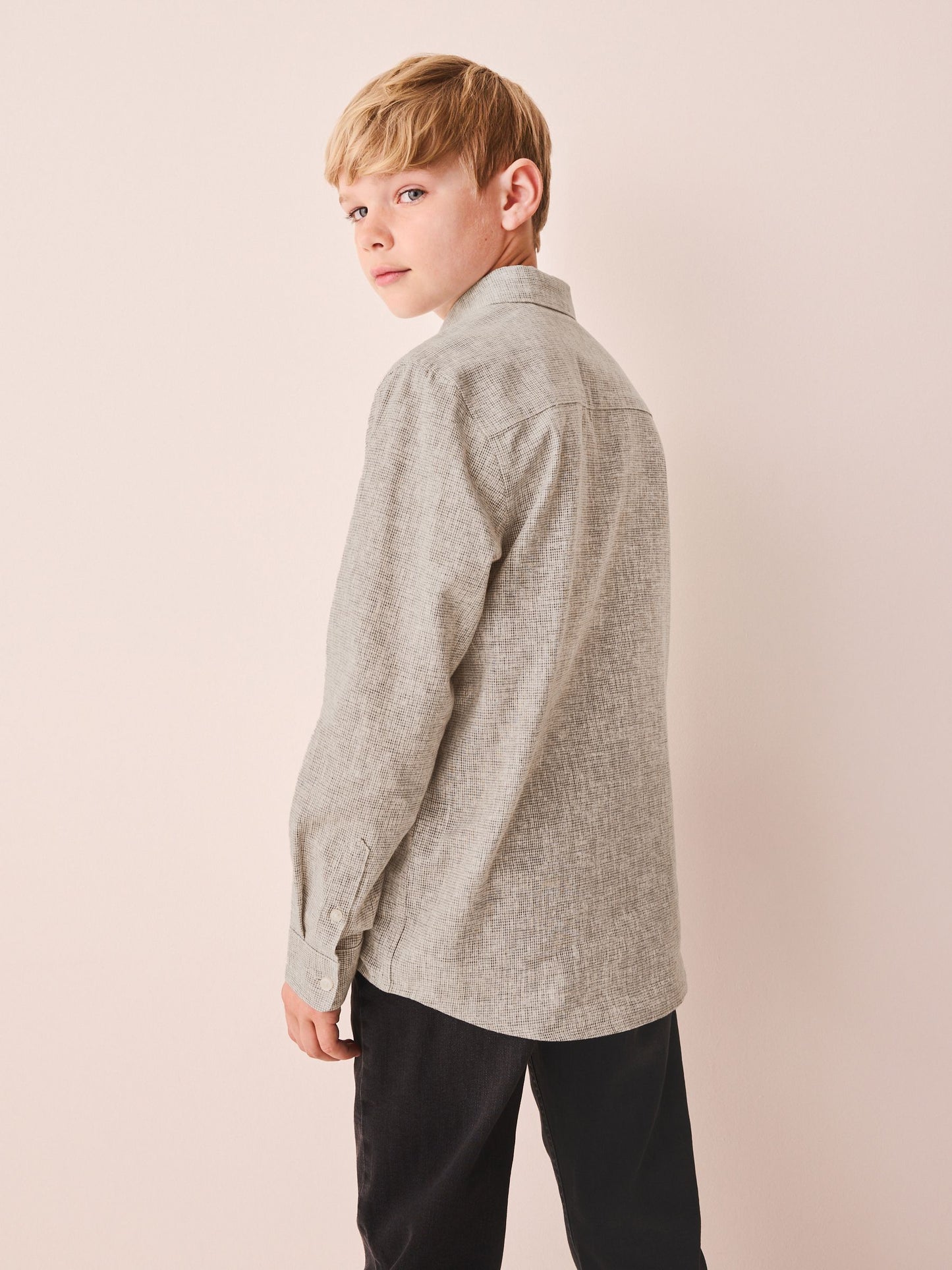 Dsiney Kidz - Neutral Micro Check Long Sleeve Textured Shirt (3-16yrs) image 2