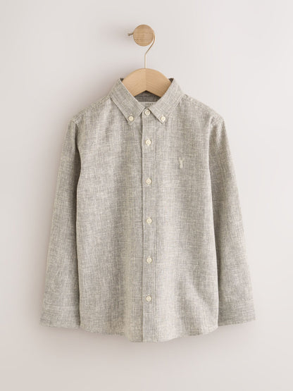 Dsiney Kidz - Neutral Micro Check Long Sleeve Textured Shirt (3-16yrs) image 4