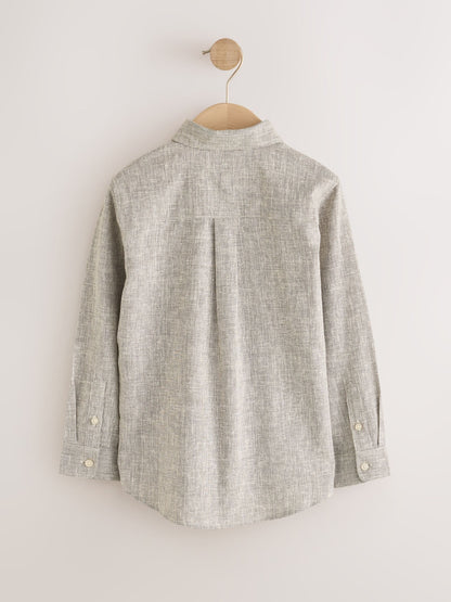 Dsiney Kidz - Neutral Micro Check Long Sleeve Textured Shirt (3-16yrs) image 5