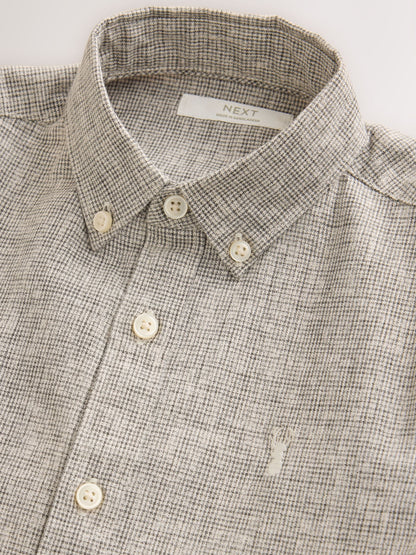 Dsiney Kidz - Neutral Micro Check Long Sleeve Textured Shirt (3-16yrs) image 6