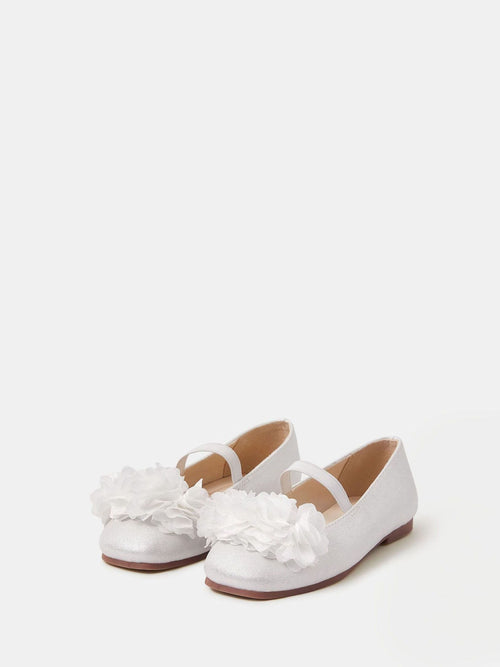 Angels By Accessorize White Girls Corsage Flower Ballet Flats Shoes image 1
