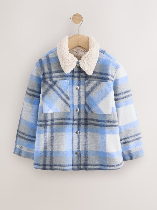 Blue Check Borg Lined Shacket (3-16yrs) - image 1