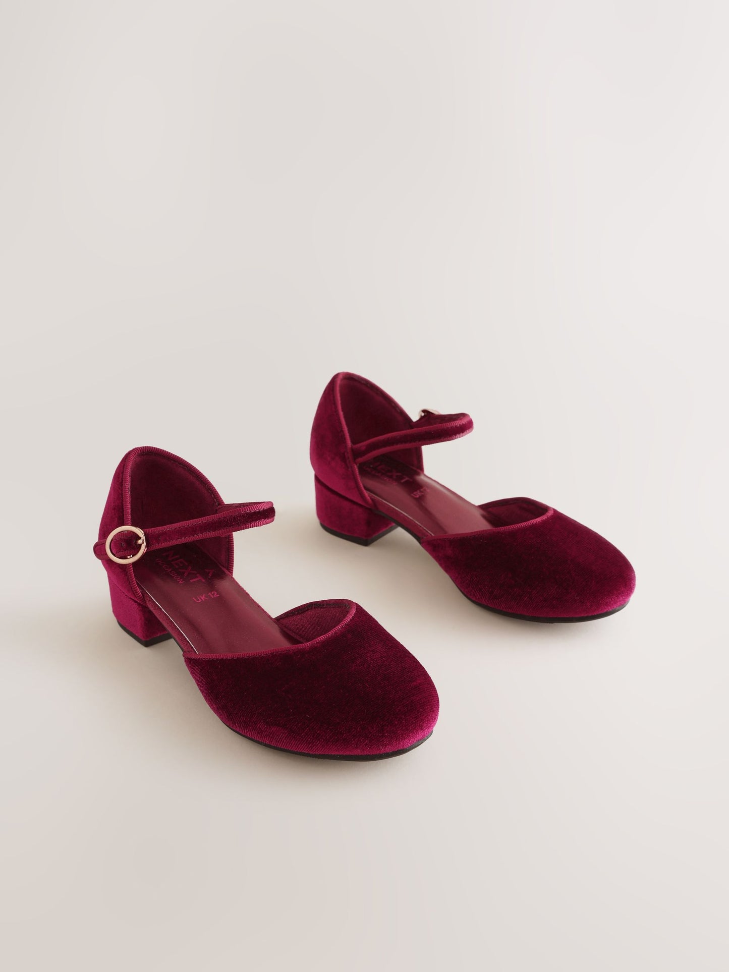 Burgundy Red Velour Standard Fit (F) Two Part Heeled Shoes image 1