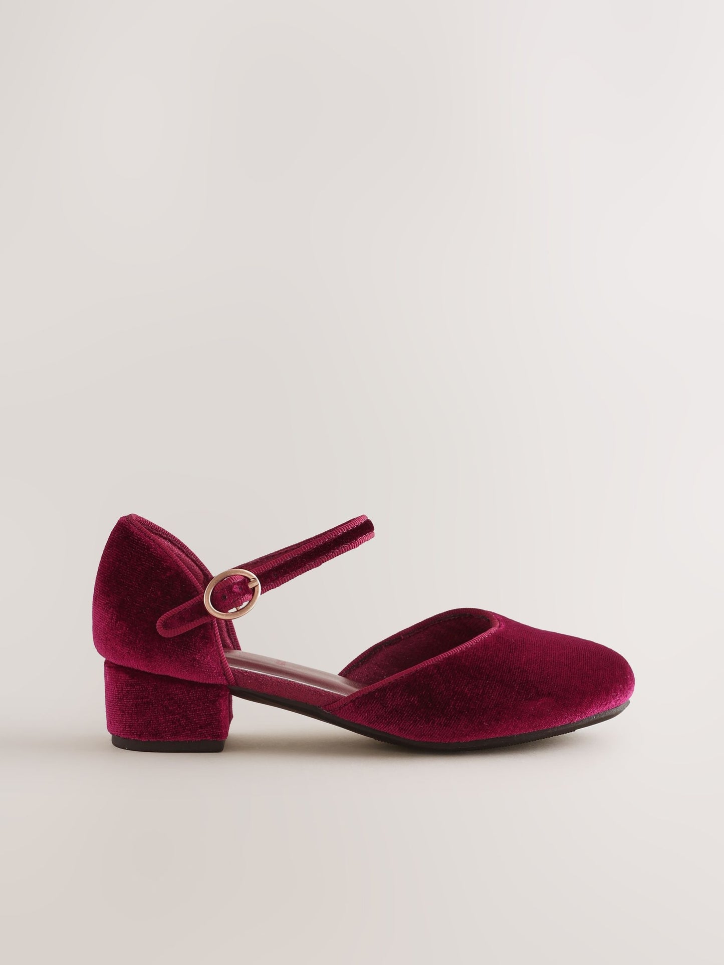 Burgundy Red Velour Standard Fit (F) Two Part Heeled Shoes image 2