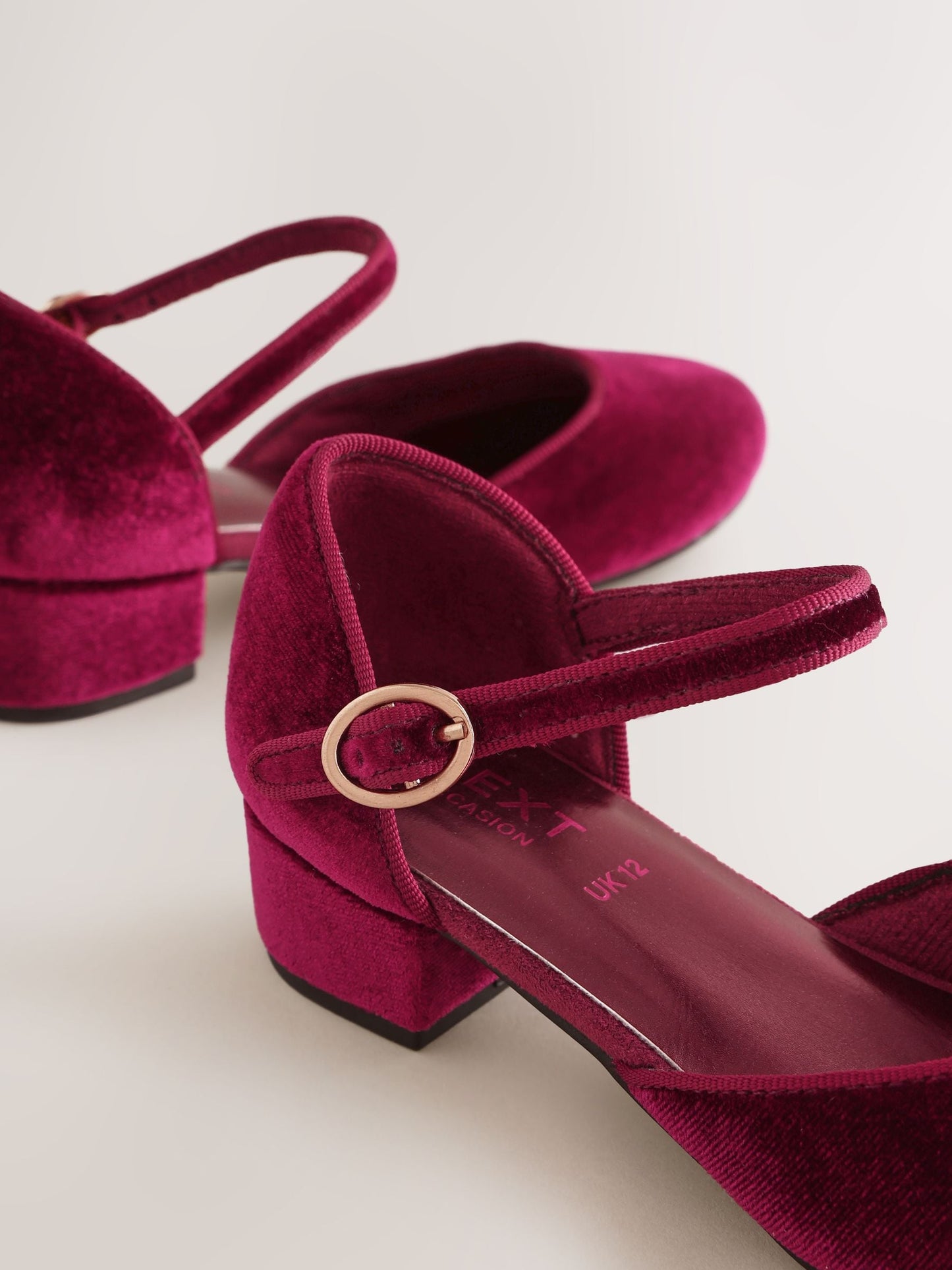 Burgundy Red Velour Standard Fit (F) Two Part Heeled Shoes image 3