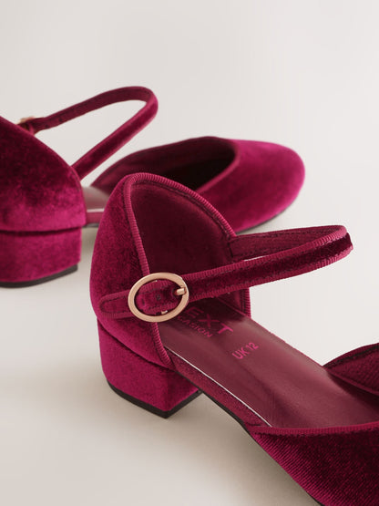 Burgundy Red Velour Standard Fit (F) Two Part Heeled Shoes image 3