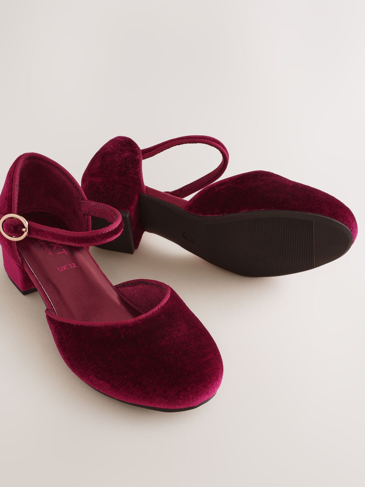Burgundy Red Velour Standard Fit (F) Two Part Heeled Shoes image 4