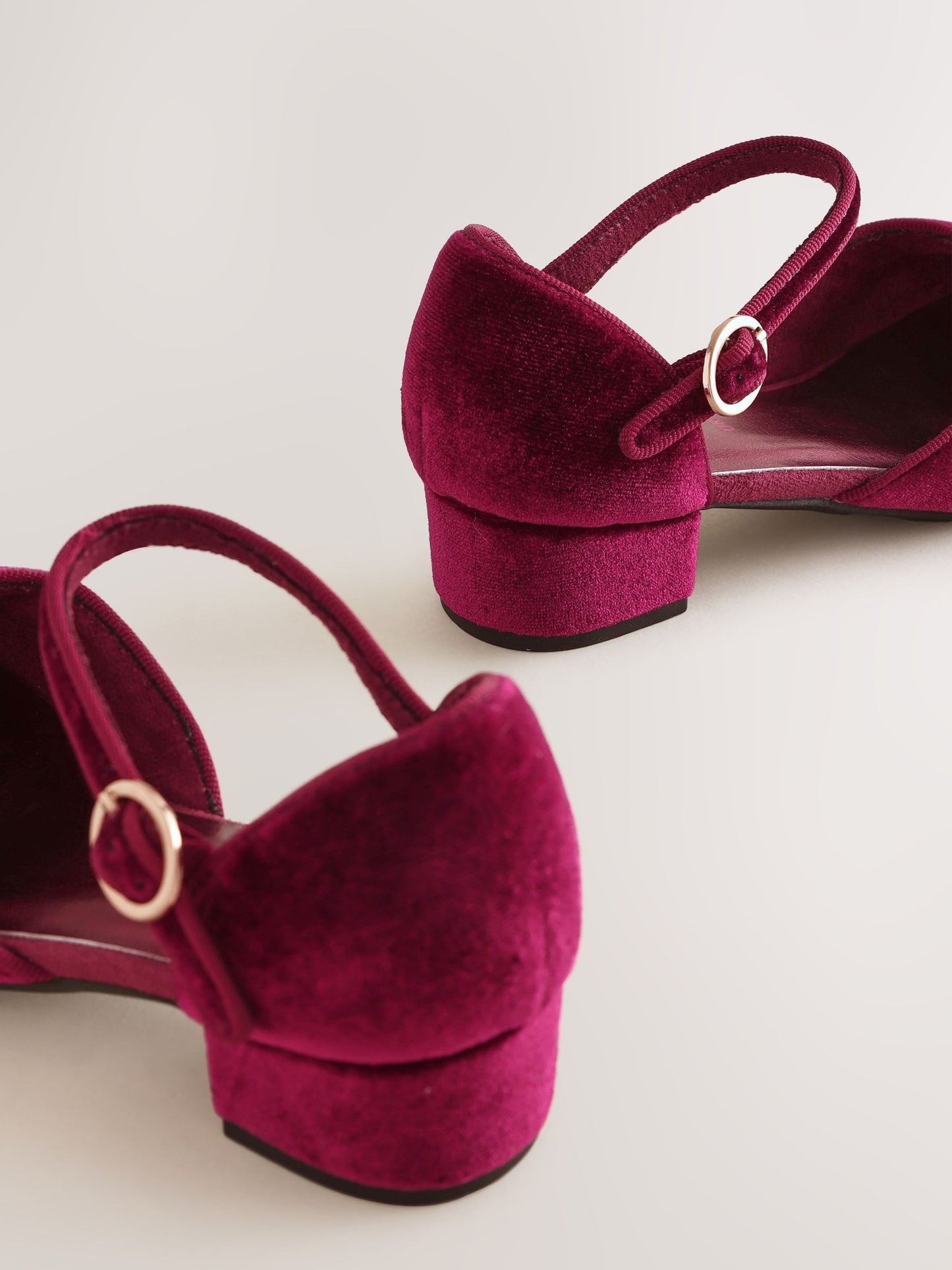 Burgundy Red Velour Standard Fit (F) Two Part Heeled Shoes image 5