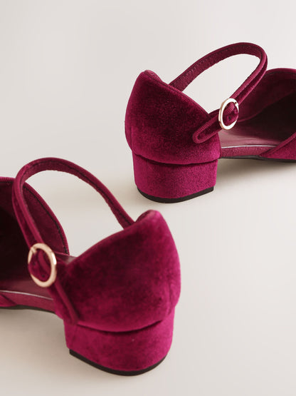 Burgundy Red Velour Standard Fit (F) Two Part Heeled Shoes image 5