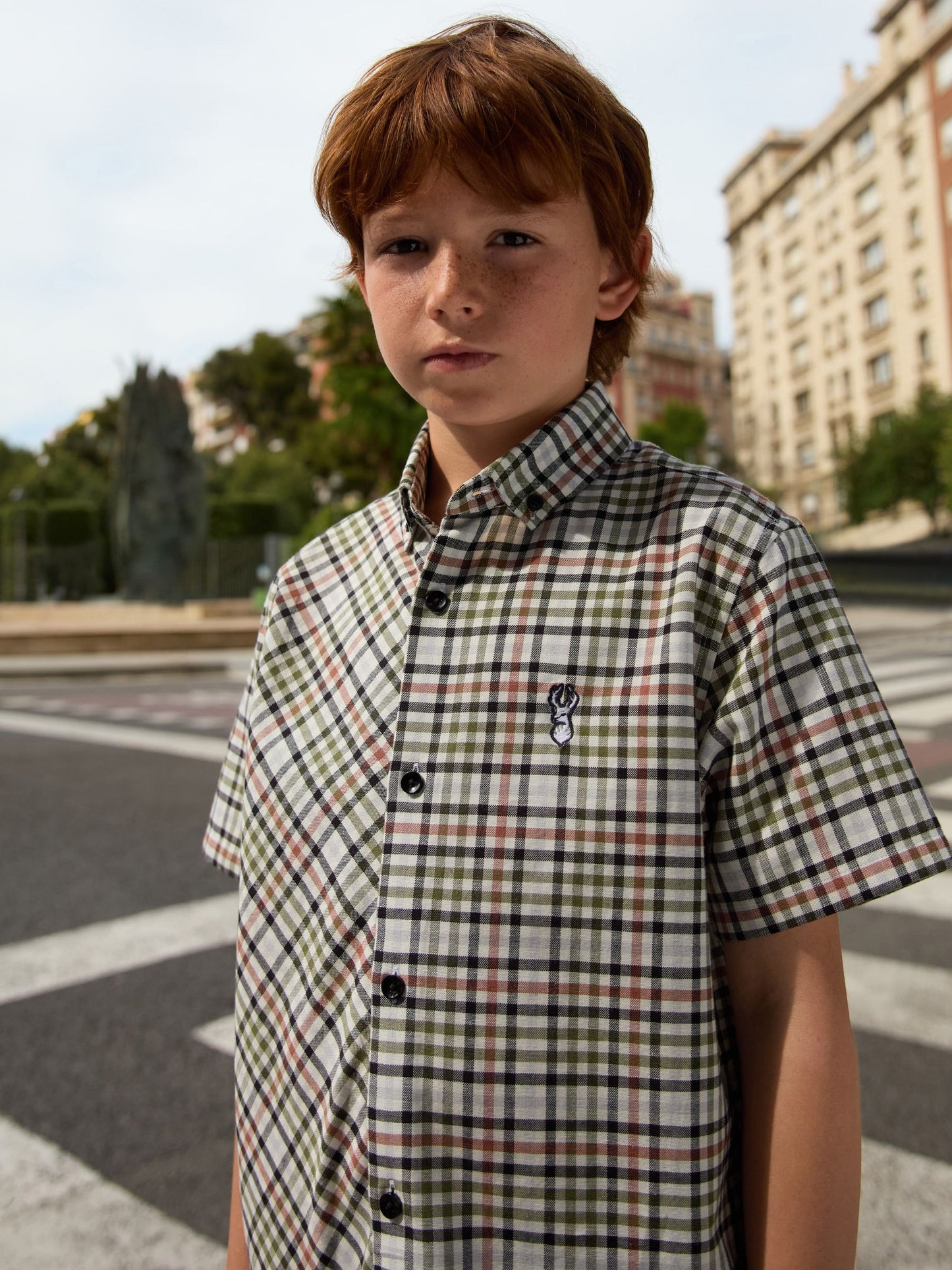 Dsiney Kidz - Ecru Gingham Check Short Sleeve Smart Shirt (3-16yrs) image 2