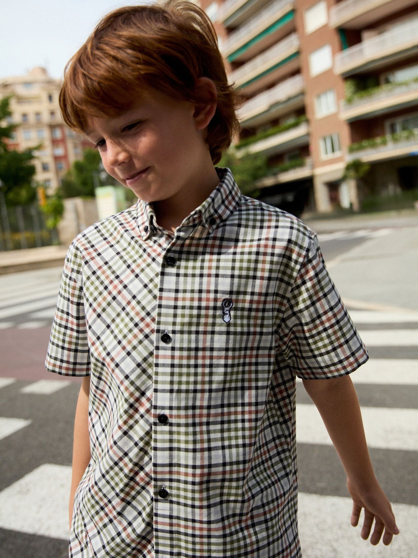 Dsiney Kidz - Ecru Gingham Check Short Sleeve Smart Shirt (3-16yrs) image 3