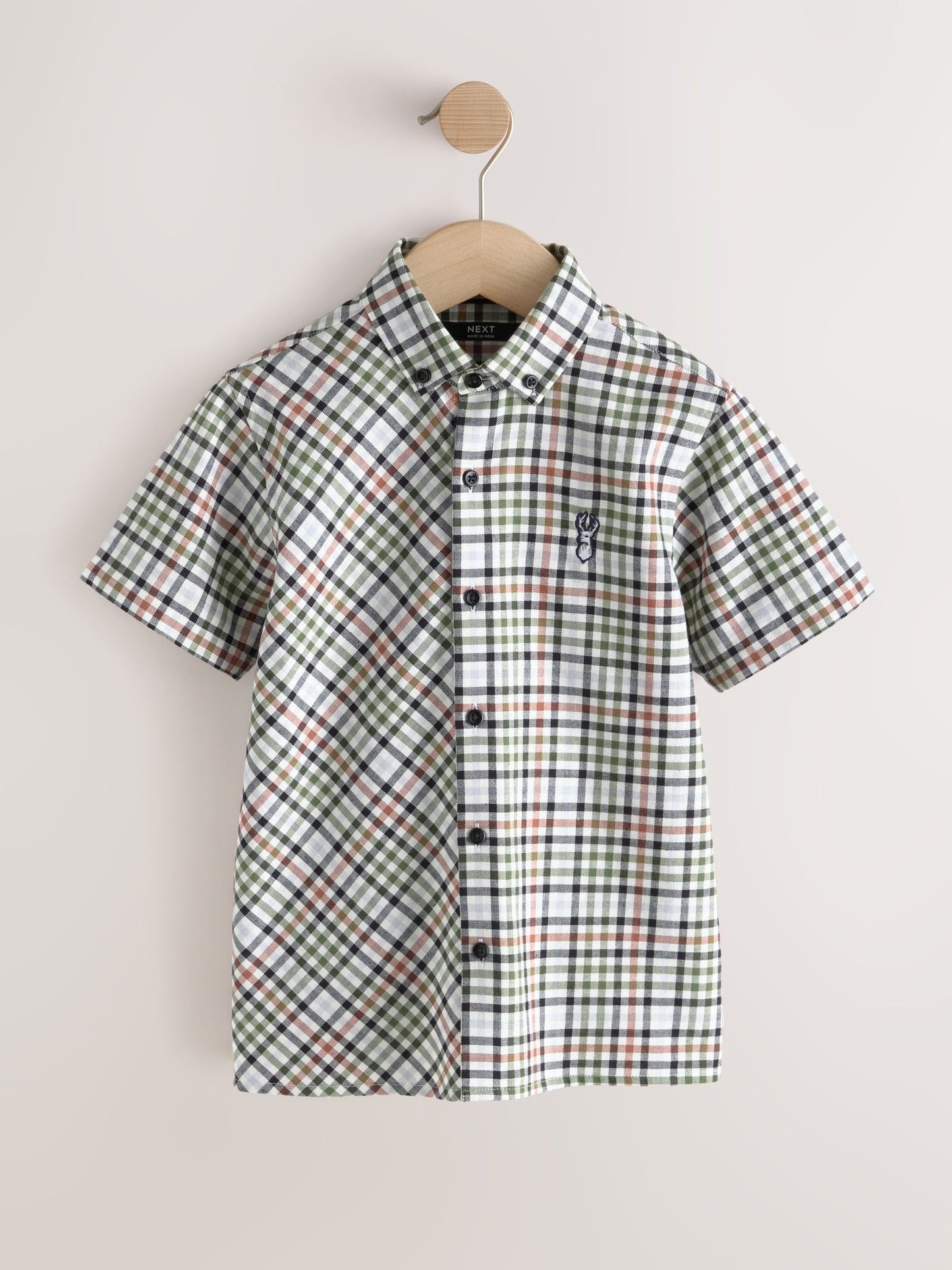 Dsiney Kidz - Ecru Gingham Check Short Sleeve Smart Shirt (3-16yrs) image 5
