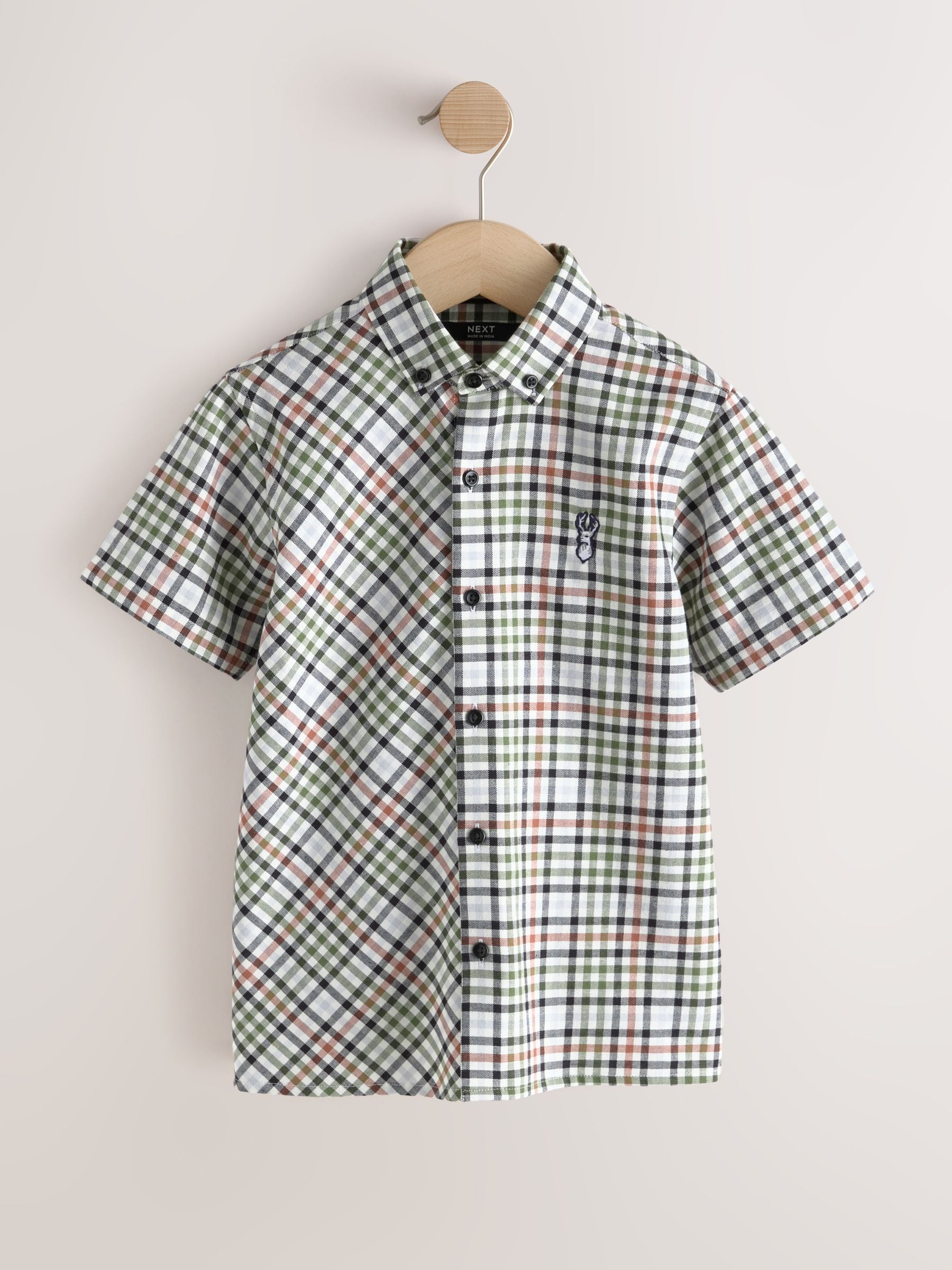 Dsiney Kidz - Ecru Gingham Check Short Sleeve Smart Shirt (3-16yrs) image 5