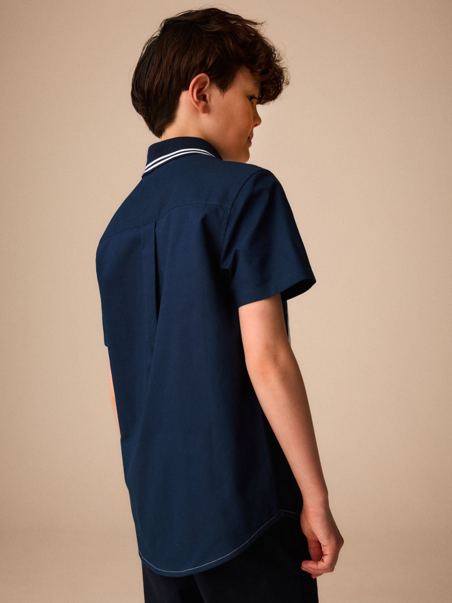 Dsiney Kidz - Tan/Navy Splice Short Sleeve Smart Shirt (3-16yrs) image 3