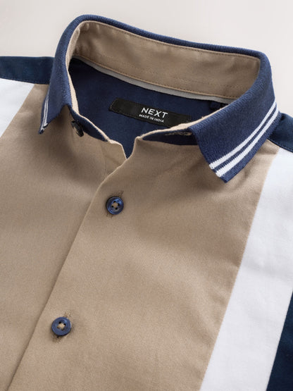 Dsiney Kidz - Tan/Navy Splice Short Sleeve Smart Shirt (3-16yrs) image 7