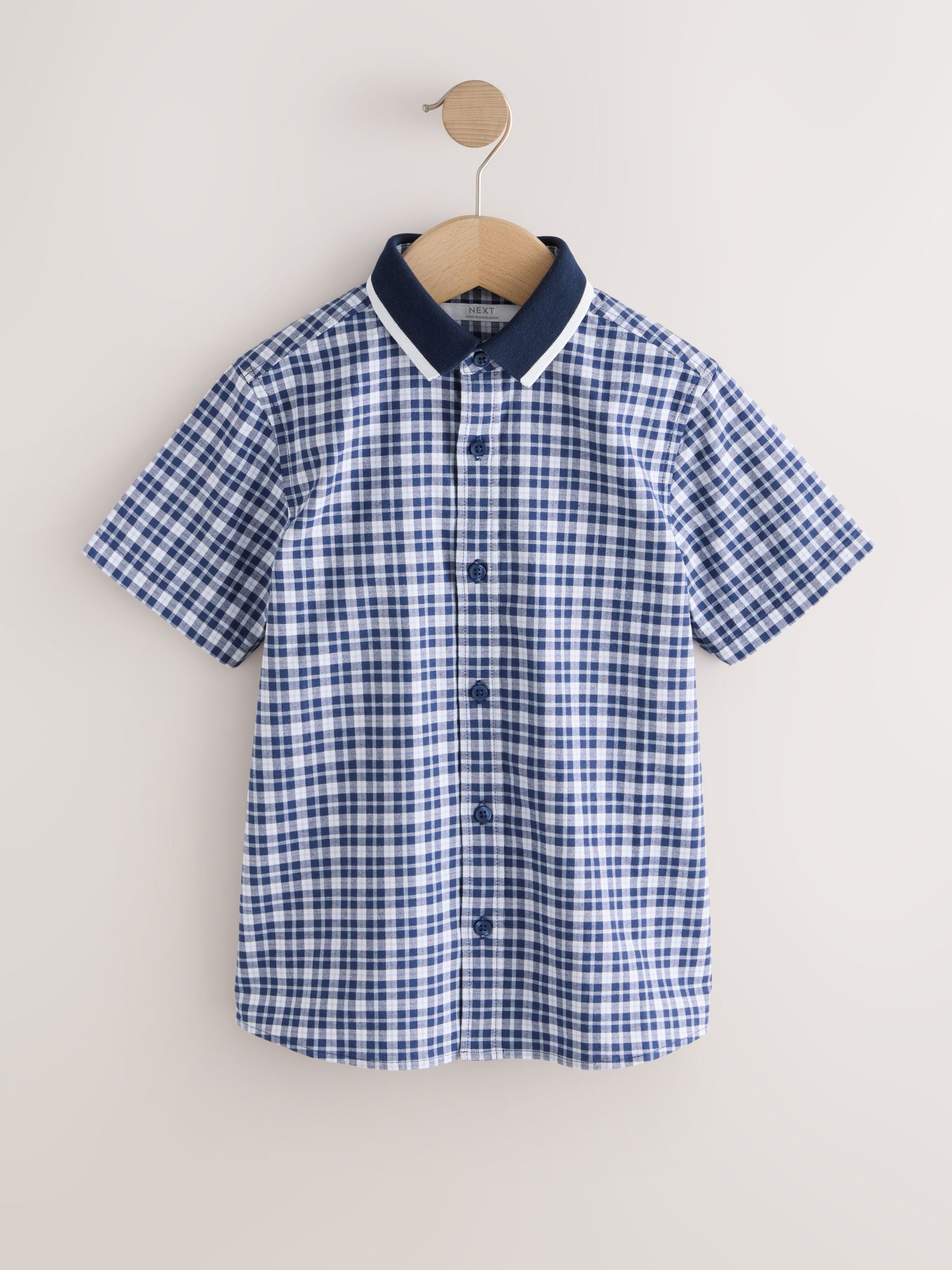 Dsiney Kidz - Navy Gingham Short Sleeve Smart Shirt (3-16yrs) image 5