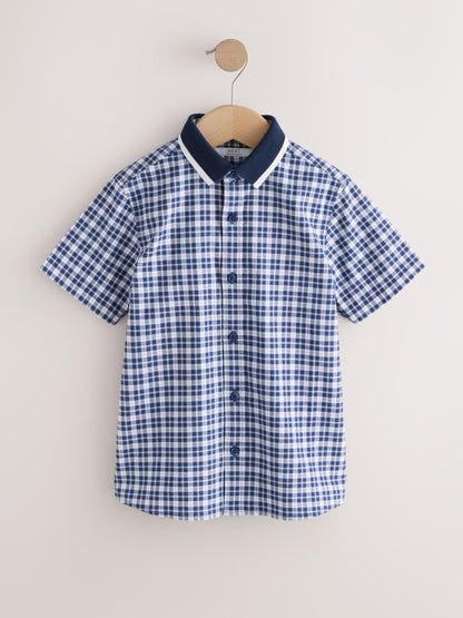 Dsiney Kidz - Navy Gingham Short Sleeve Smart Shirt (3-16yrs) image 5