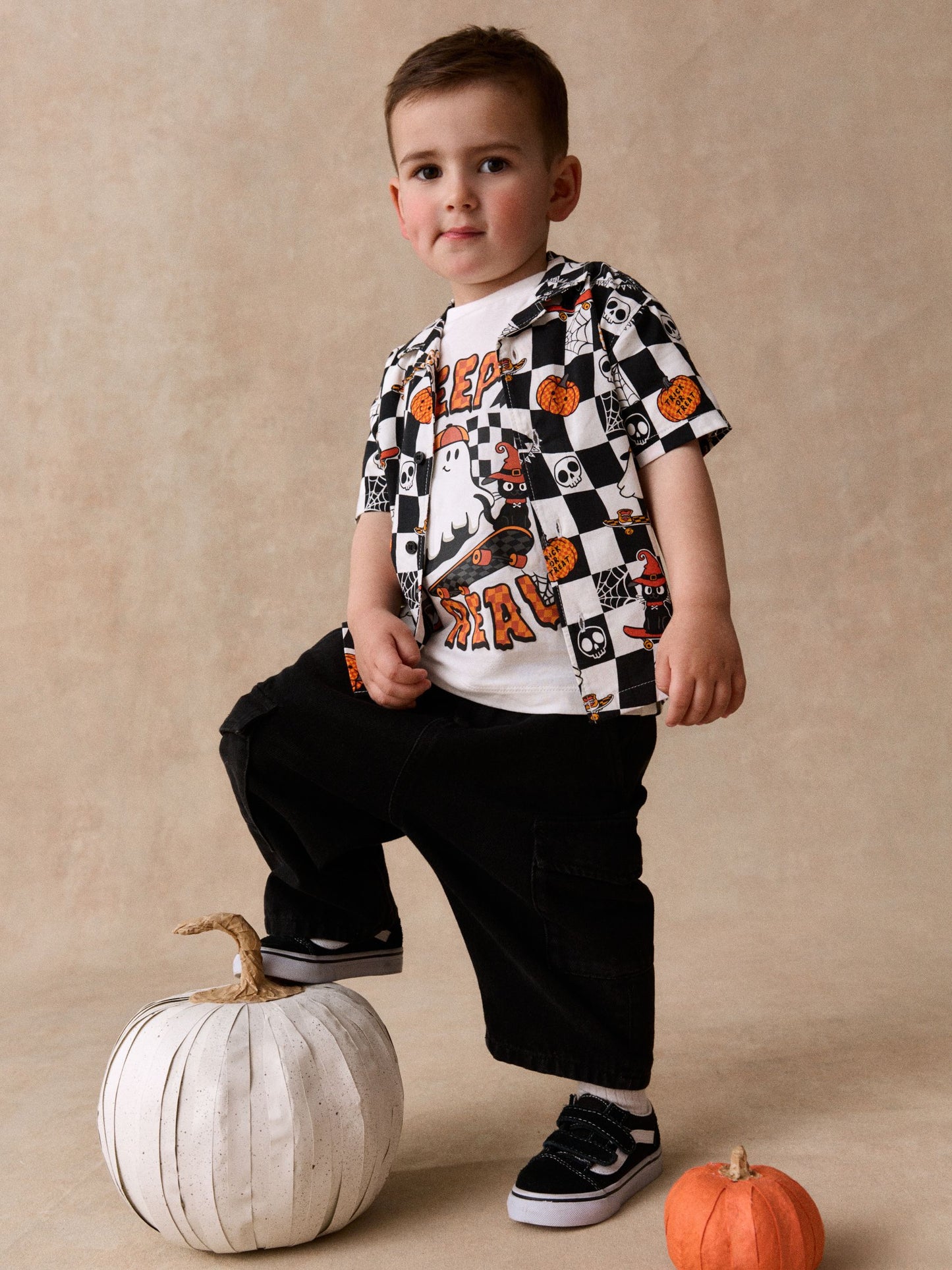 Dsiney Kidz - White/Black Halloween Printed Short Sleeve Halloween Shirt and T-Shirt Set (3mths-7yrs) image 1