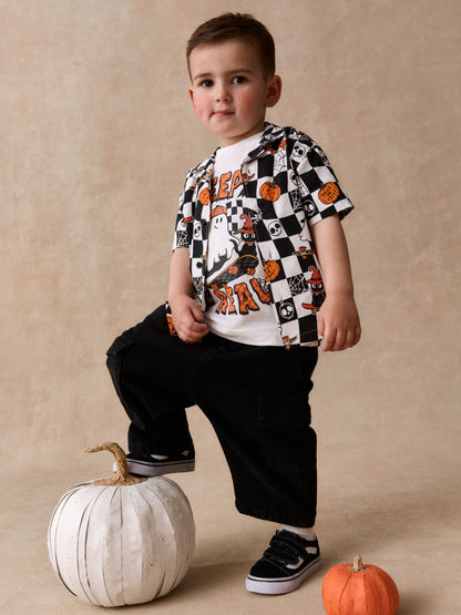 Dsiney Kidz - White/Black Halloween Printed Short Sleeve Halloween Shirt and T-Shirt Set (3mths-7yrs) image 1