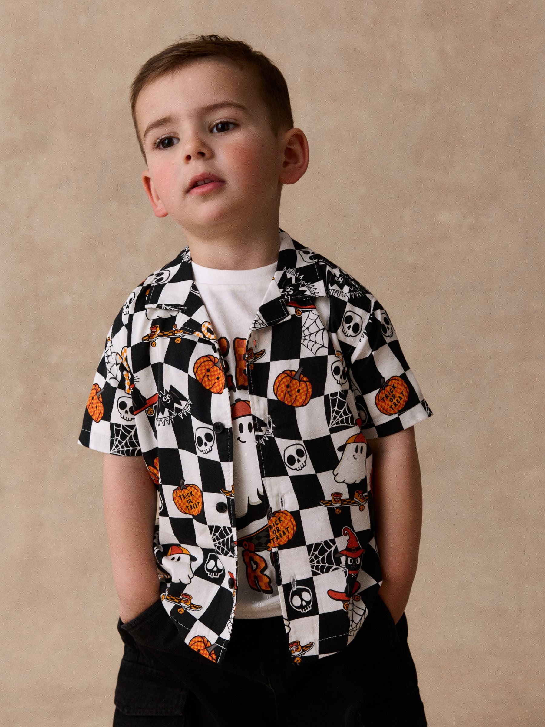 Dsiney Kidz - White/Black Halloween Printed Short Sleeve Halloween Shirt and T-Shirt Set (3mths-7yrs) image 4