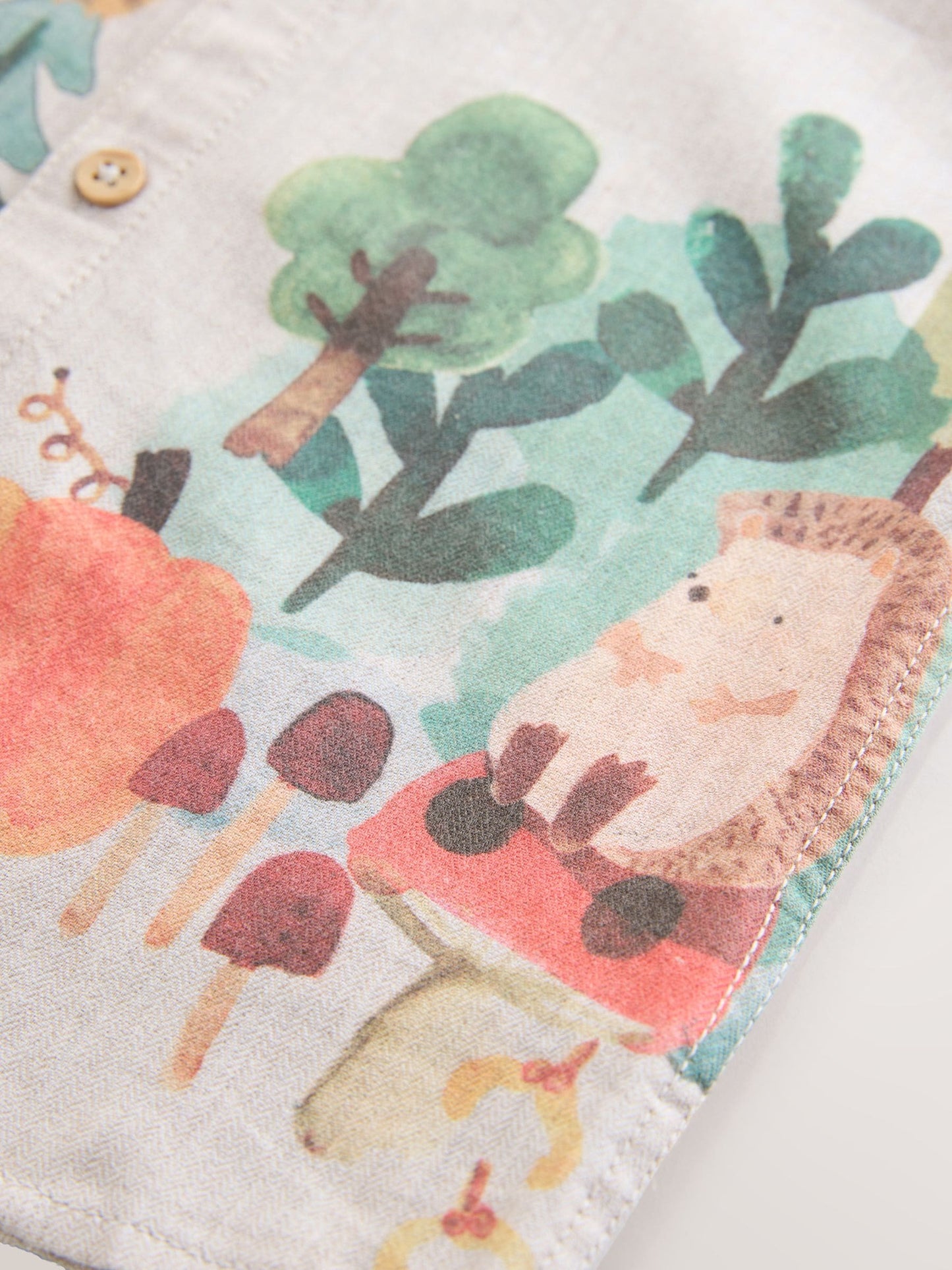 Dsiney Kidz - Neutral Forest Scene Long Sleeve Grandad Collar Scene Printed Shirt (3mths-10yrs) image 8